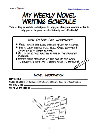 Novel Weekly Schedule Preview 1